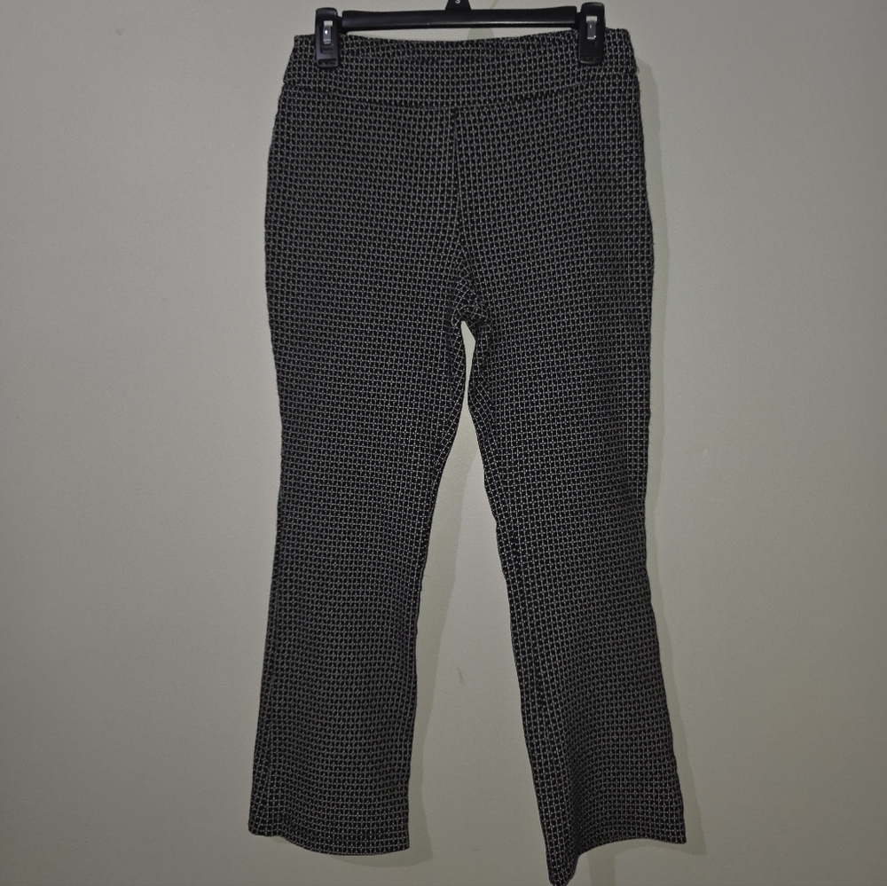 Nanette Lepore Navy Blue & White checkered pull-on dress pants Size Small
